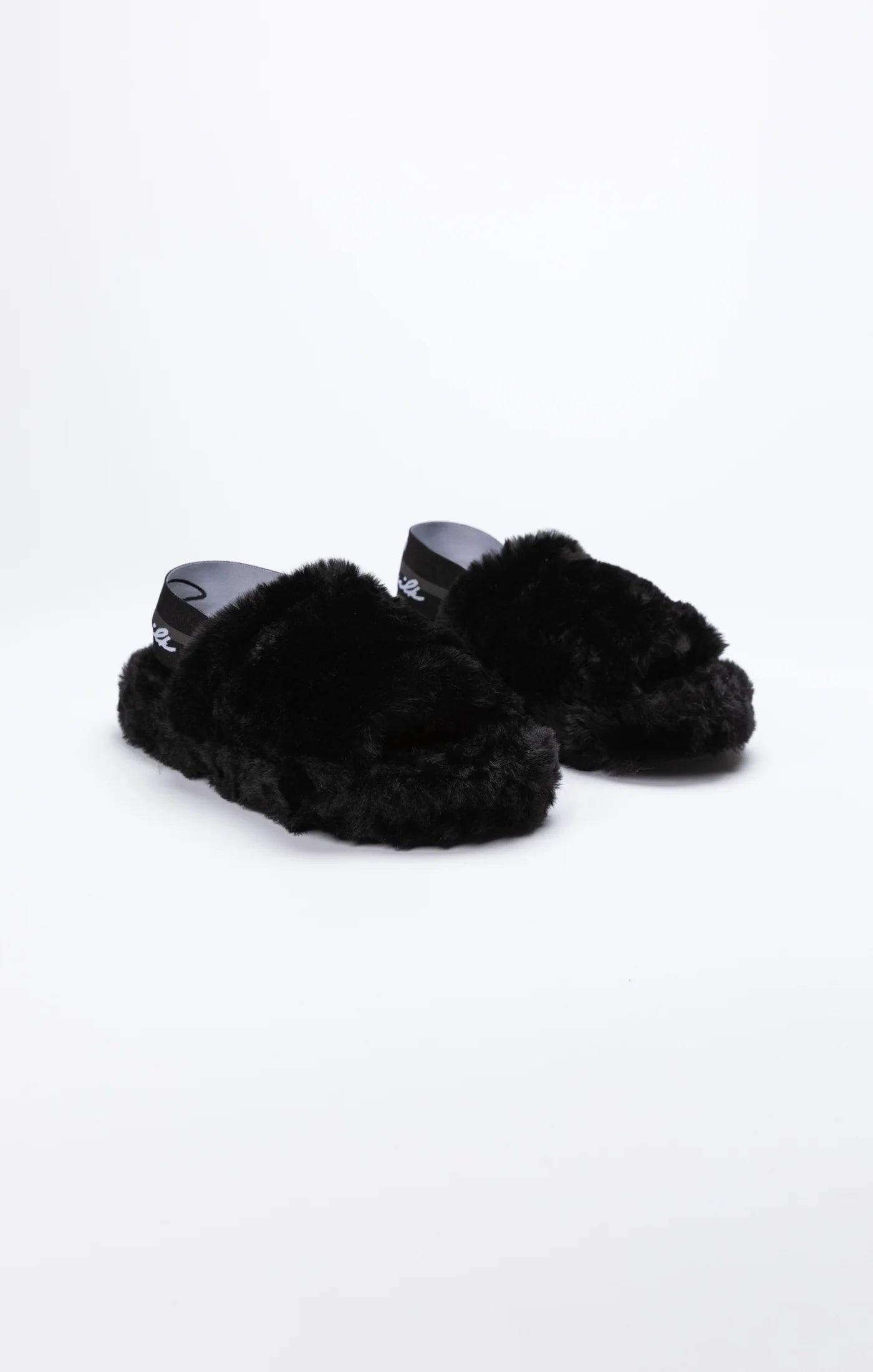 Black Fluffy Slide Slipper