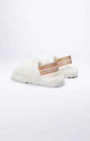 White Fluffy Slide Slipper