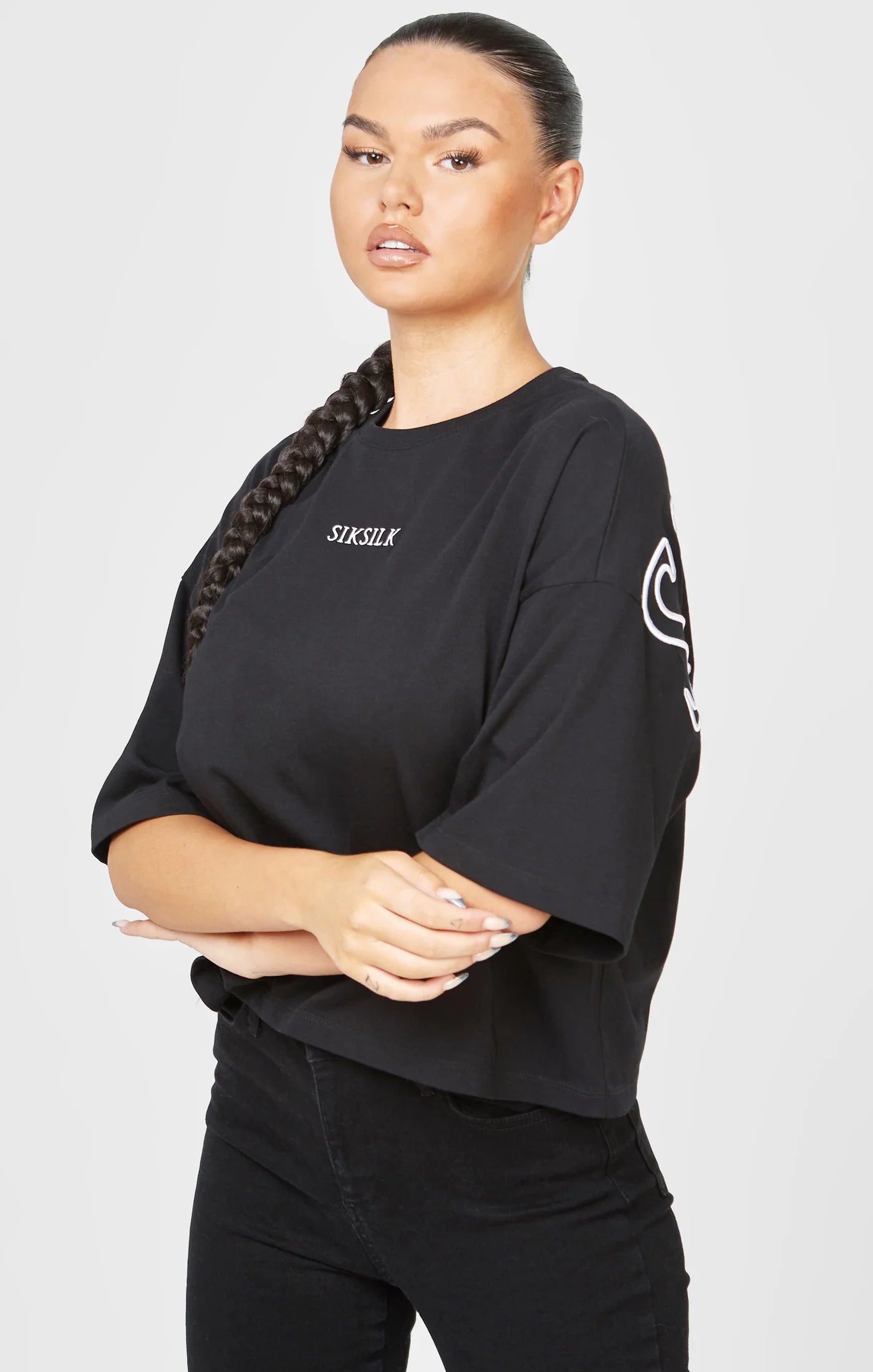Black Branded Crop T-Shirt