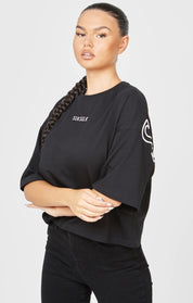 Black Branded Crop T-Shirt