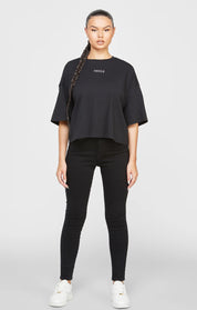 Black Branded Crop T-Shirt