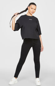 Black Branded Crop T-Shirt