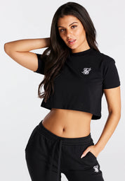 Black Essential Box Fit Crop T-Shirt