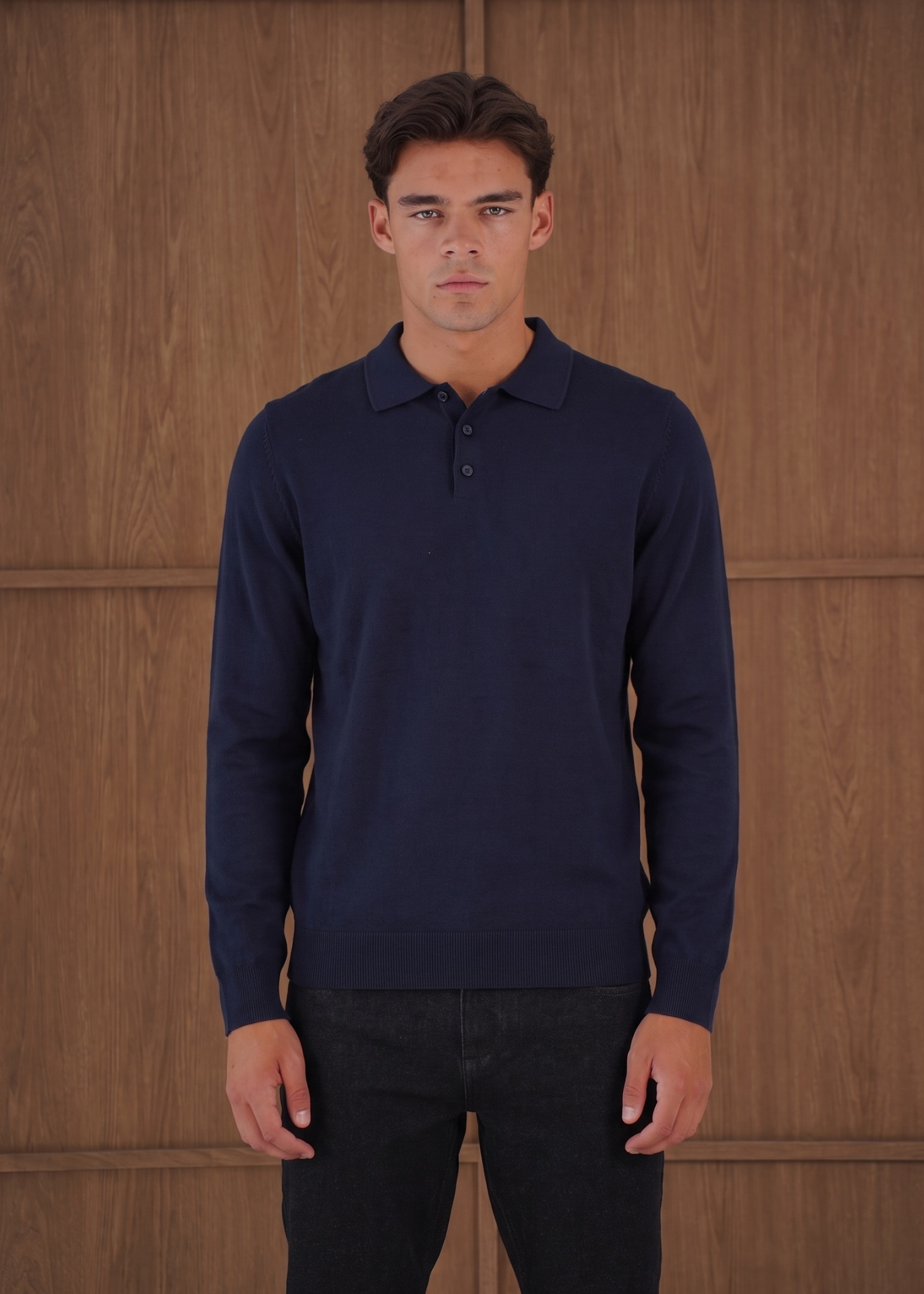 Capo James Button Up LS Polo Shirt - Navy