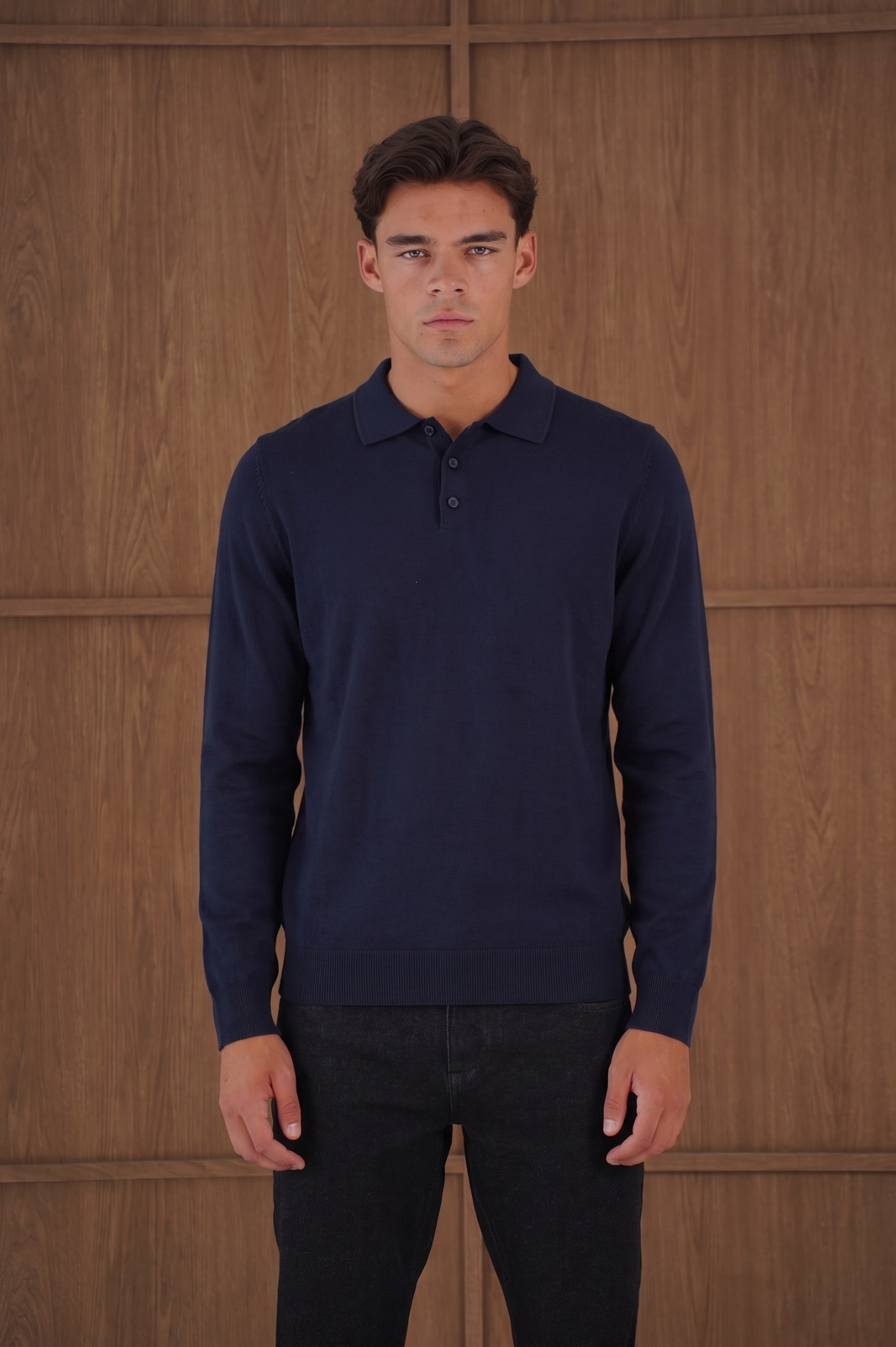 Capo James Button Up LS Polo Shirt - Navy