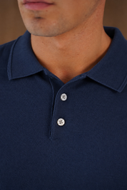 Capo James Button Up LS Polo Shirt - Navy