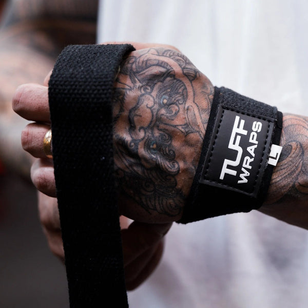 TUFF Cotton Lifting Straps With Neoprene - All Black
