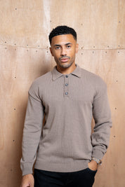 Capo Button LS Polo Shirt - Brown