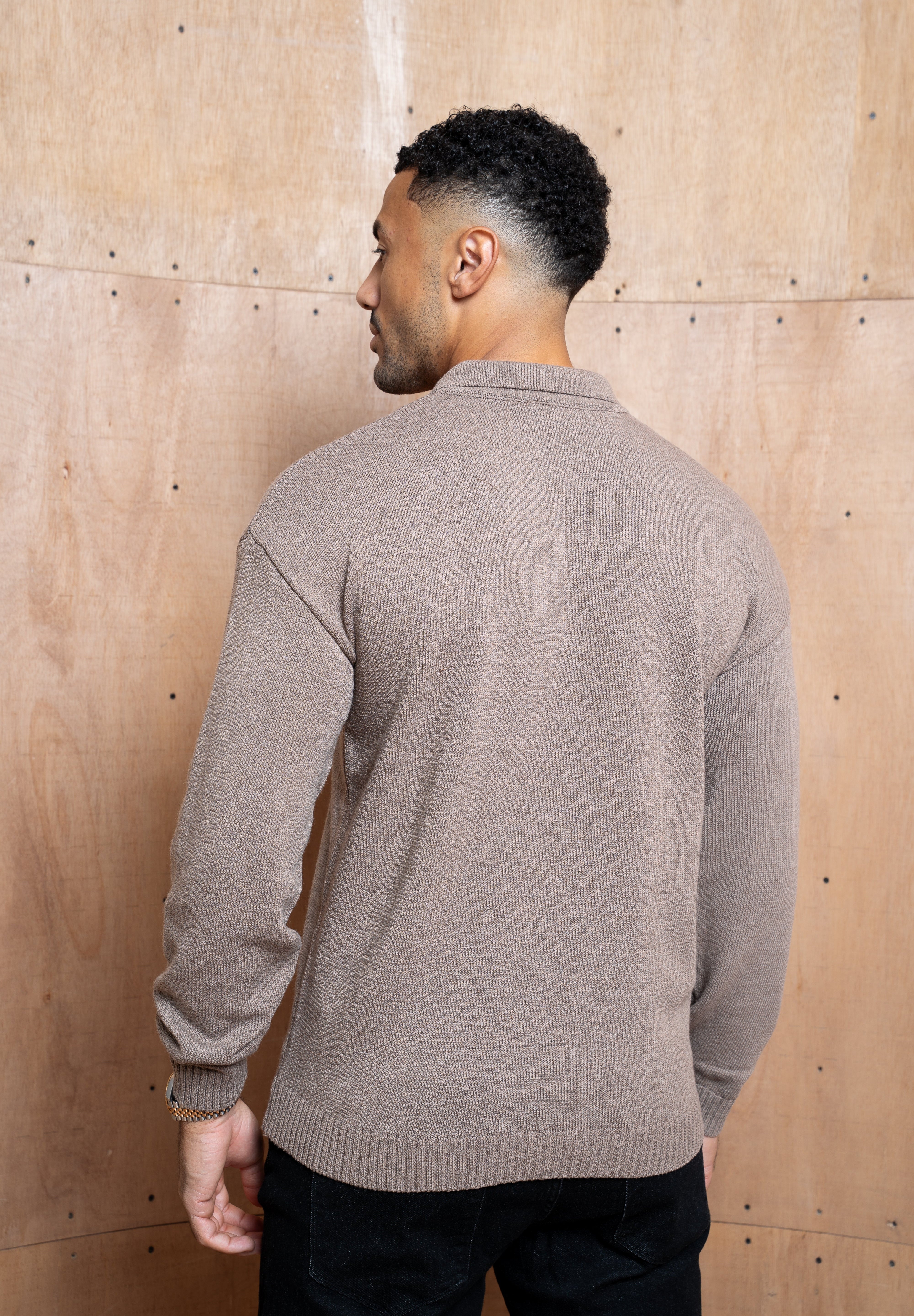 Capo Button LS Polo Shirt - Brown