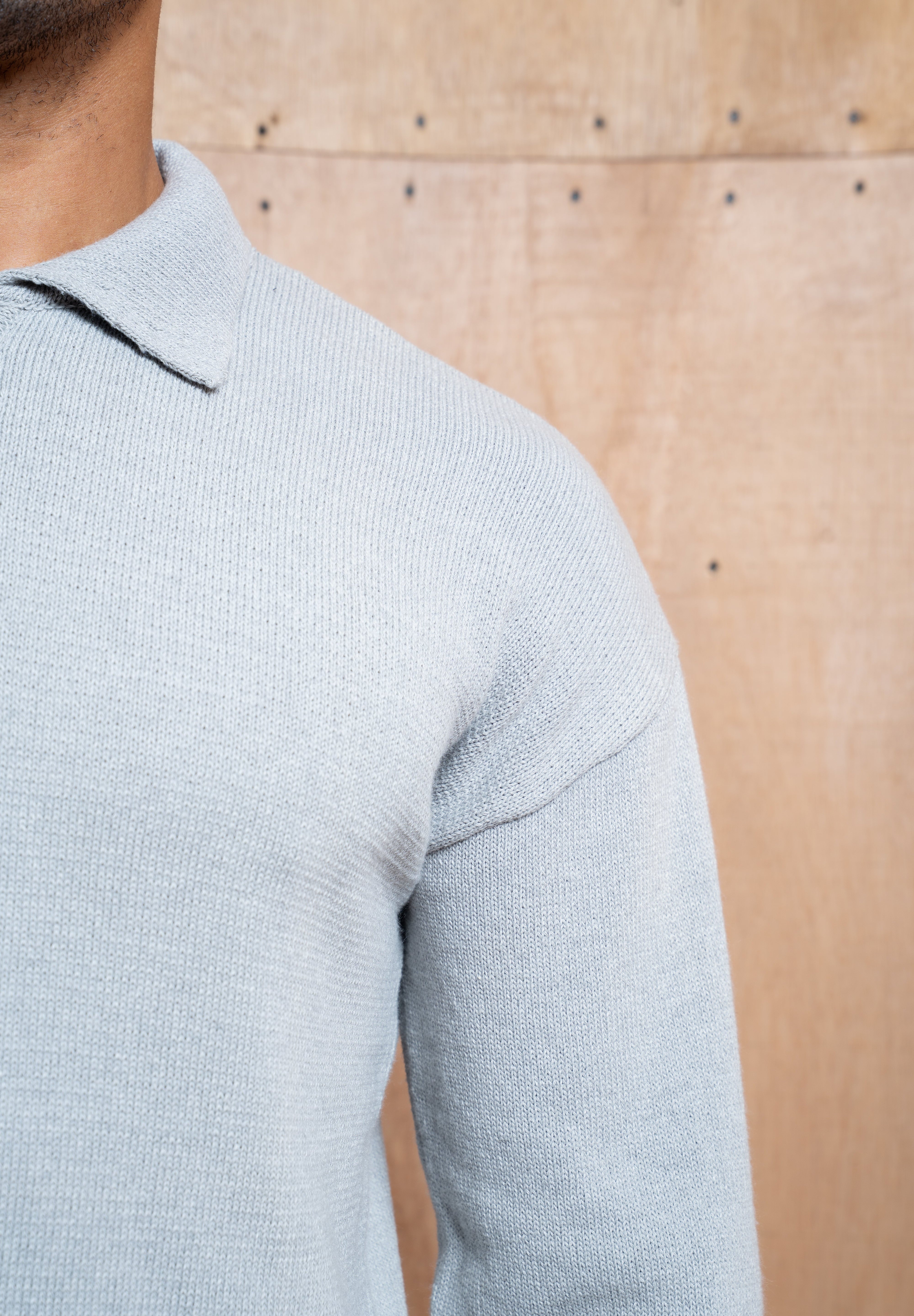 Capo Button LS Polo Shirt - Light Grey