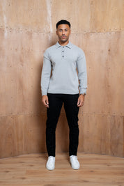 Capo Button LS Polo Shirt - Light Grey