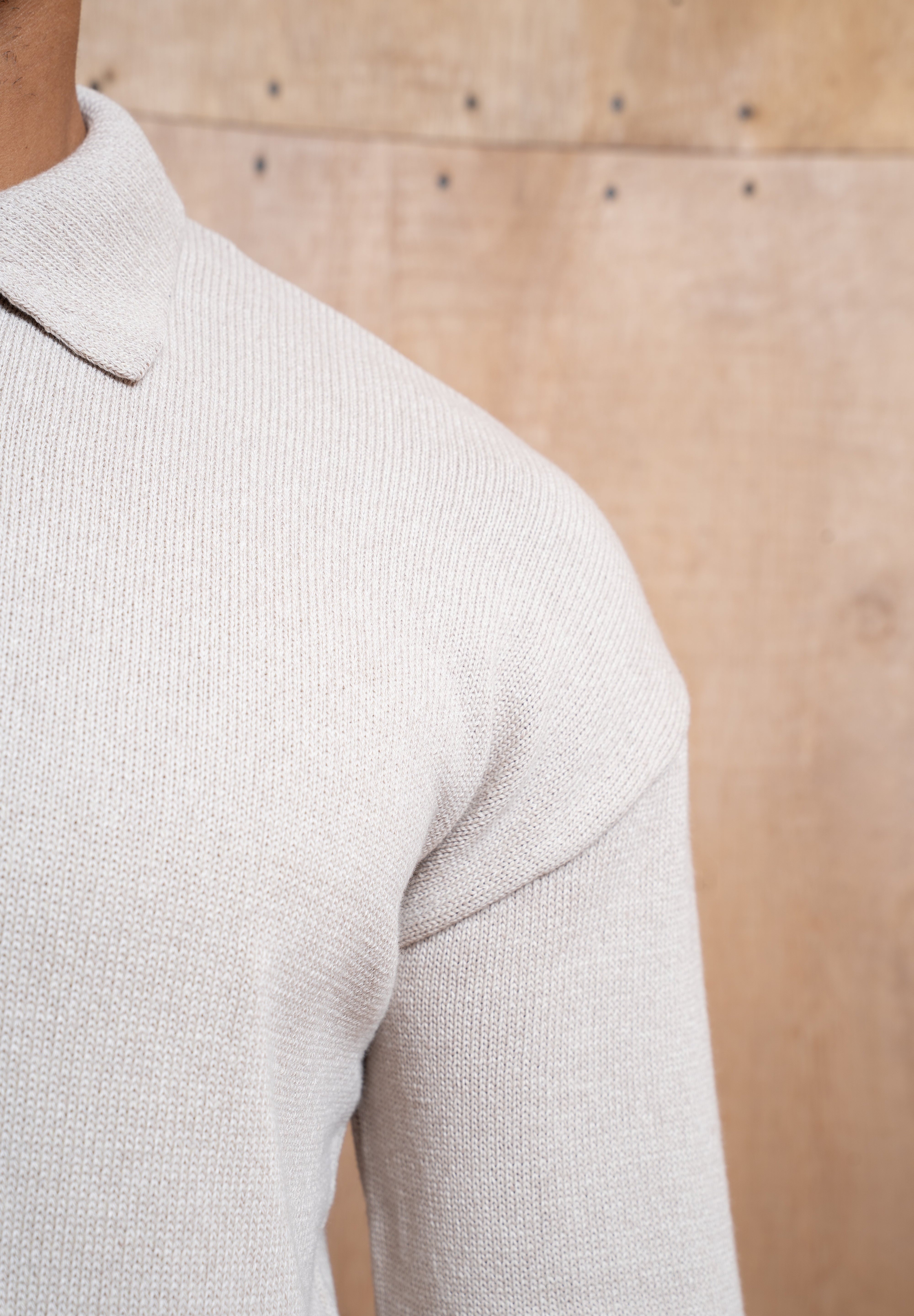 Capo Button LS Polo Shirt - Oatmeal