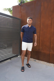Capo Soft Button Through Shirt - Navy