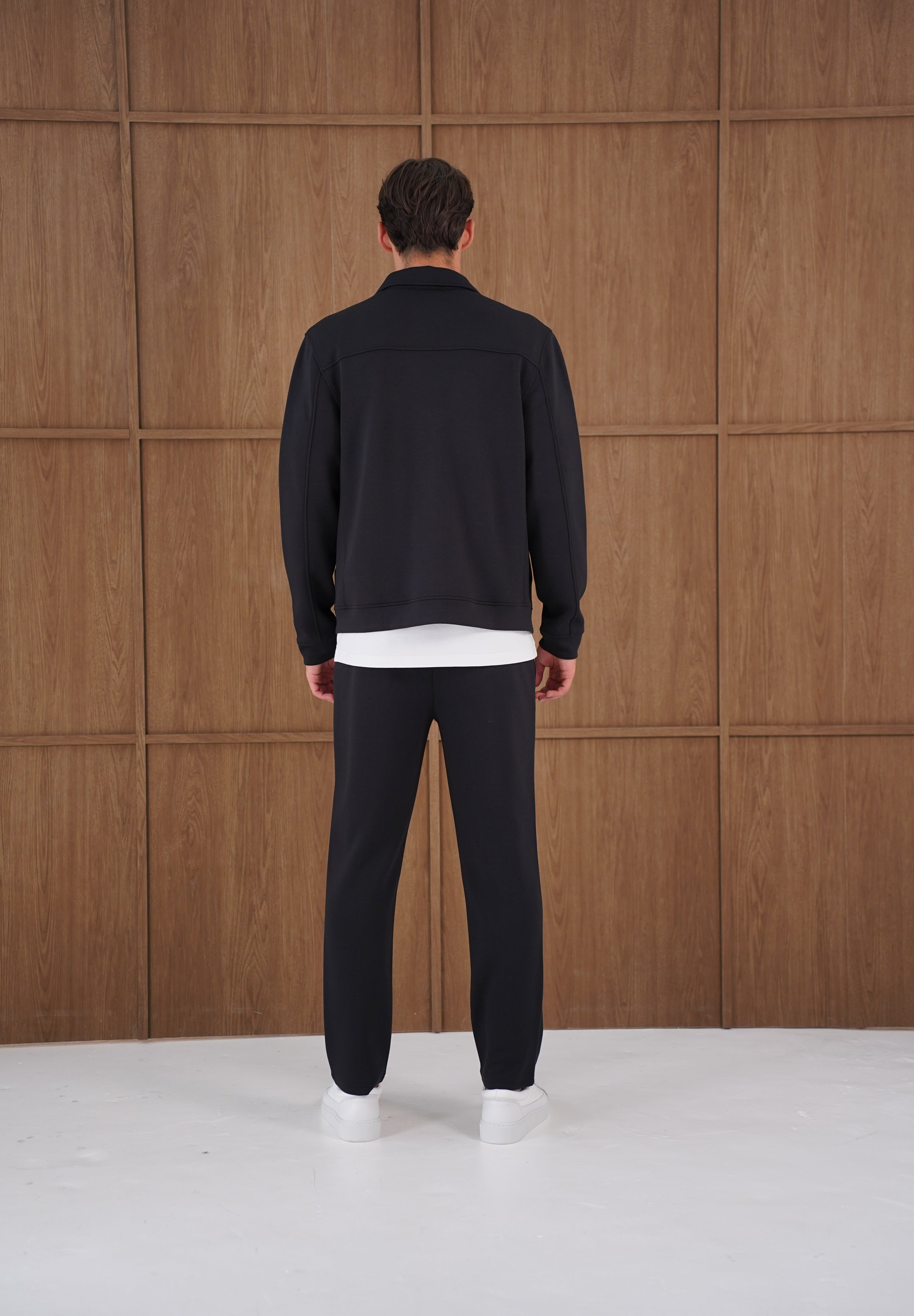 Capo Nick Zip Up Interlock Overshirt - Black