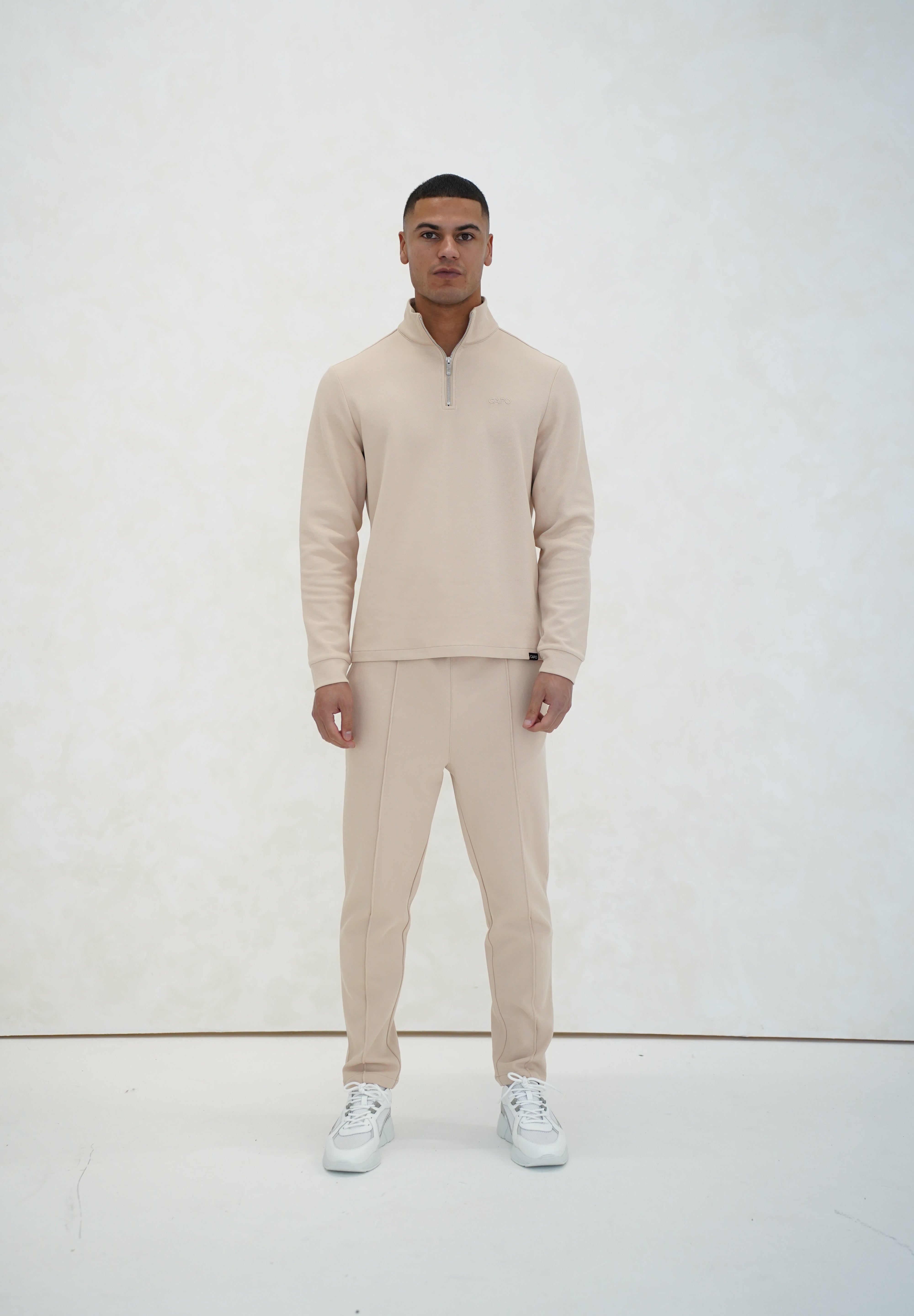 Capo Pique 1/4 Zip Top - Oatmeal