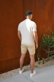 Capo Jacquard Zip Up Polo Shirt - Stone