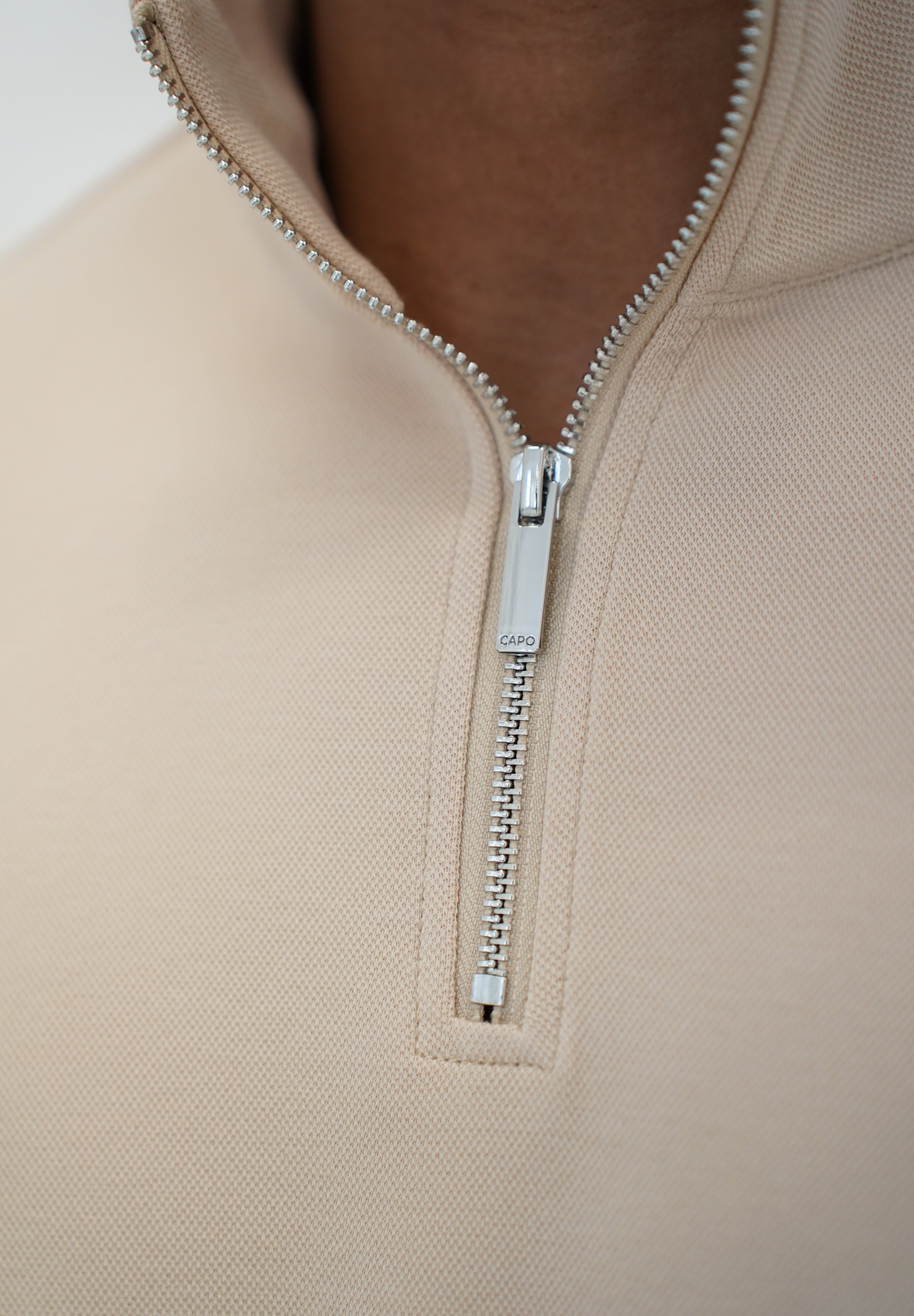 Capo Pique 1/4 Zip Top - Oatmeal