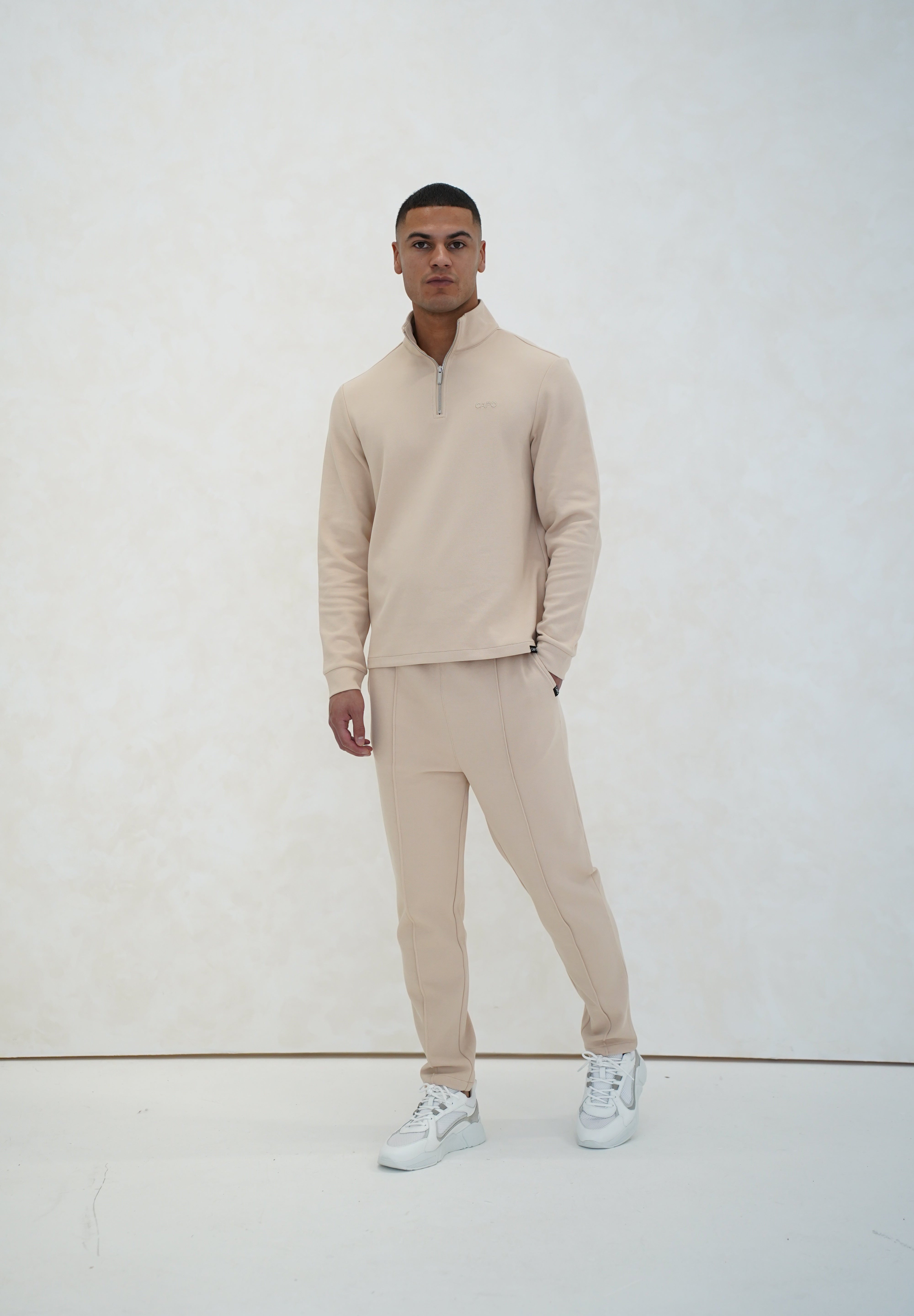Capo Pique 1/4 Zip Top - Oatmeal