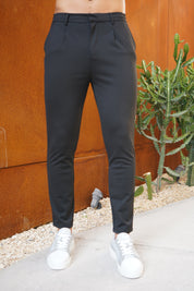 Capo Interlock Smart Trousers - Black