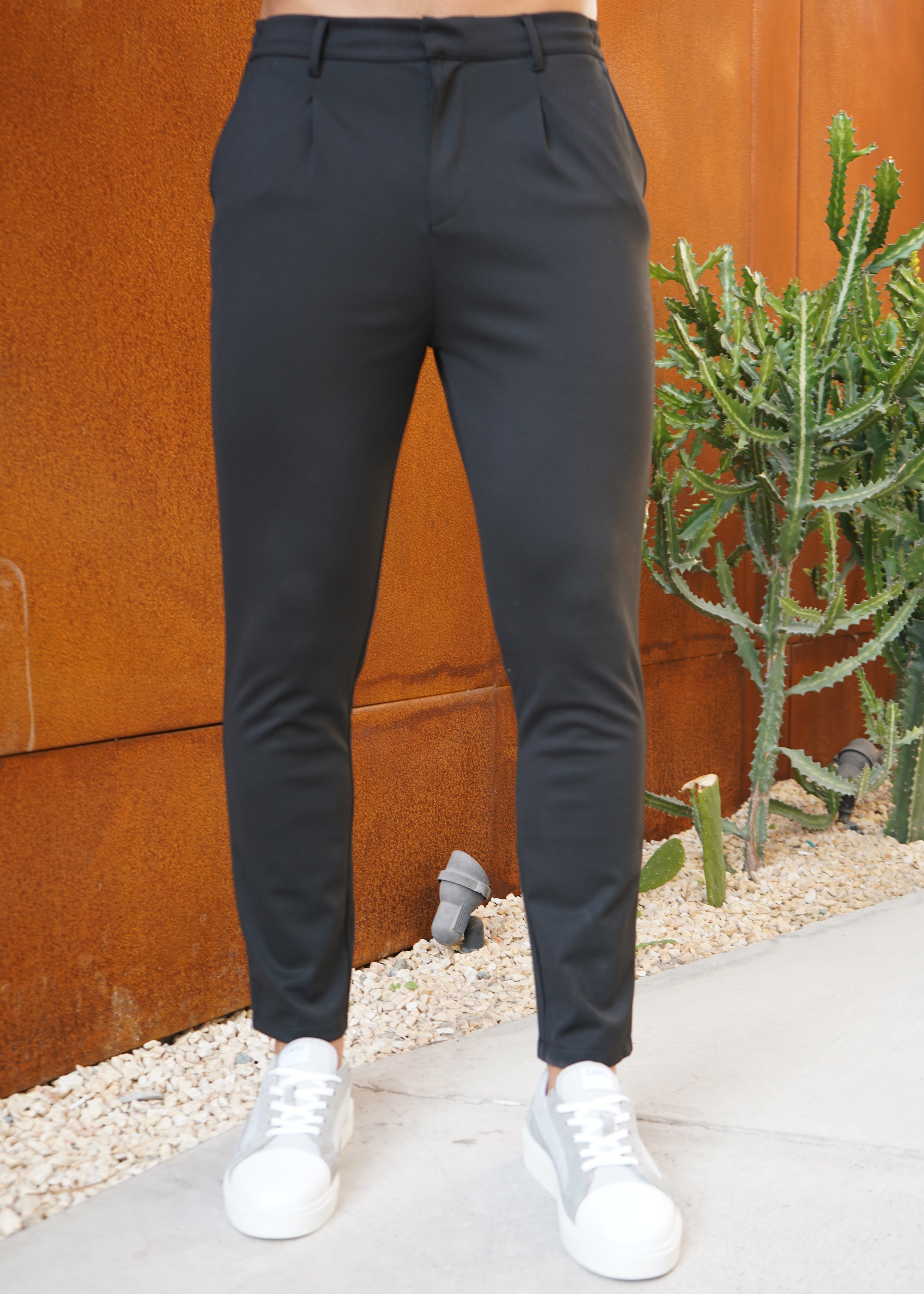 Capo Interlock Smart Trousers - Black