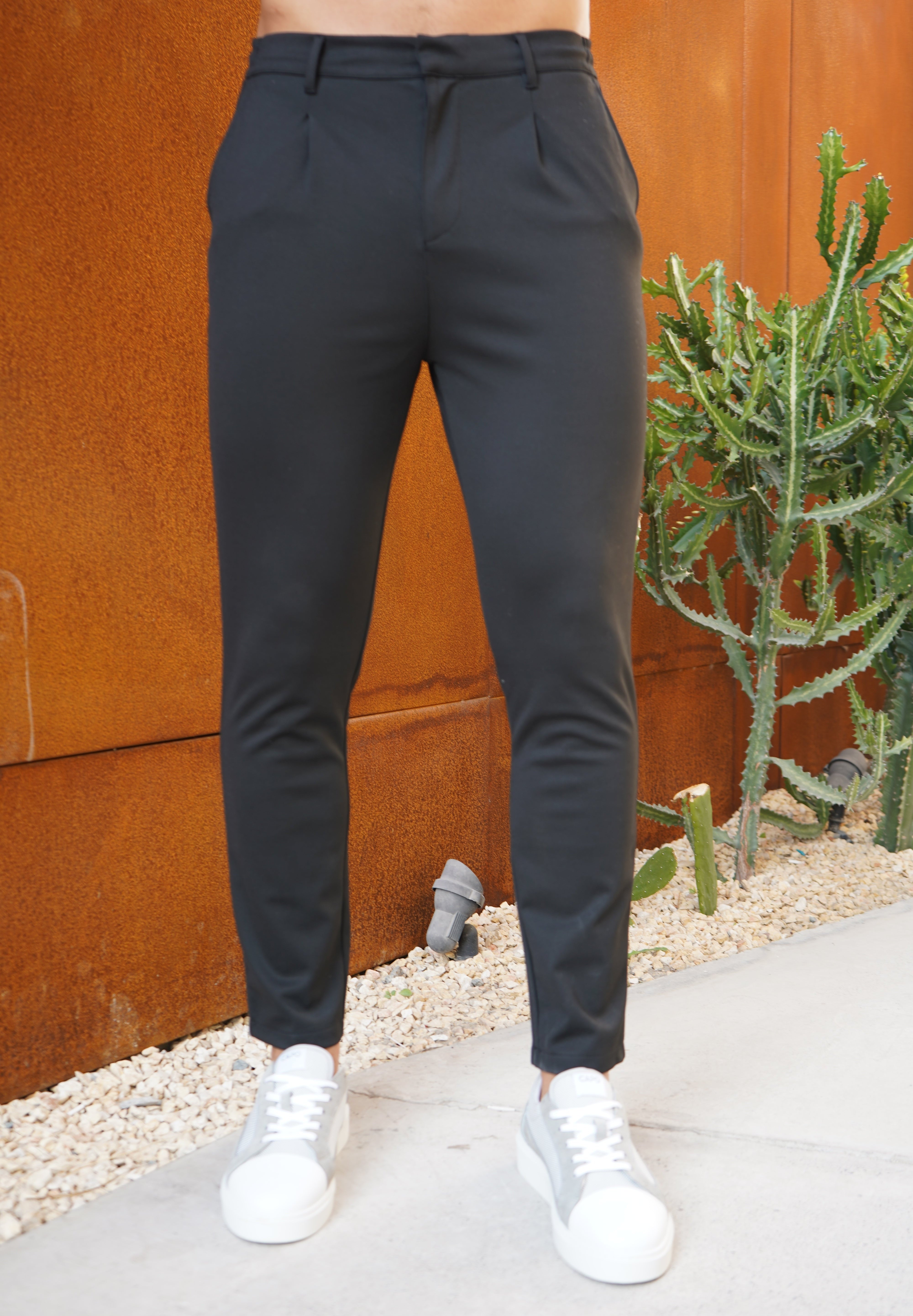 Capo Interlock Smart Trousers - Black