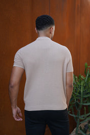 Capo Micro Square Zip Polo Shirt - Taupe
