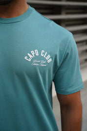 Capo Club Script T-Shirt - Oil Blue/White