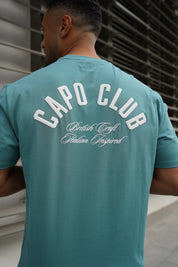 Capo Club Script T-Shirt - Oil Blue/White
