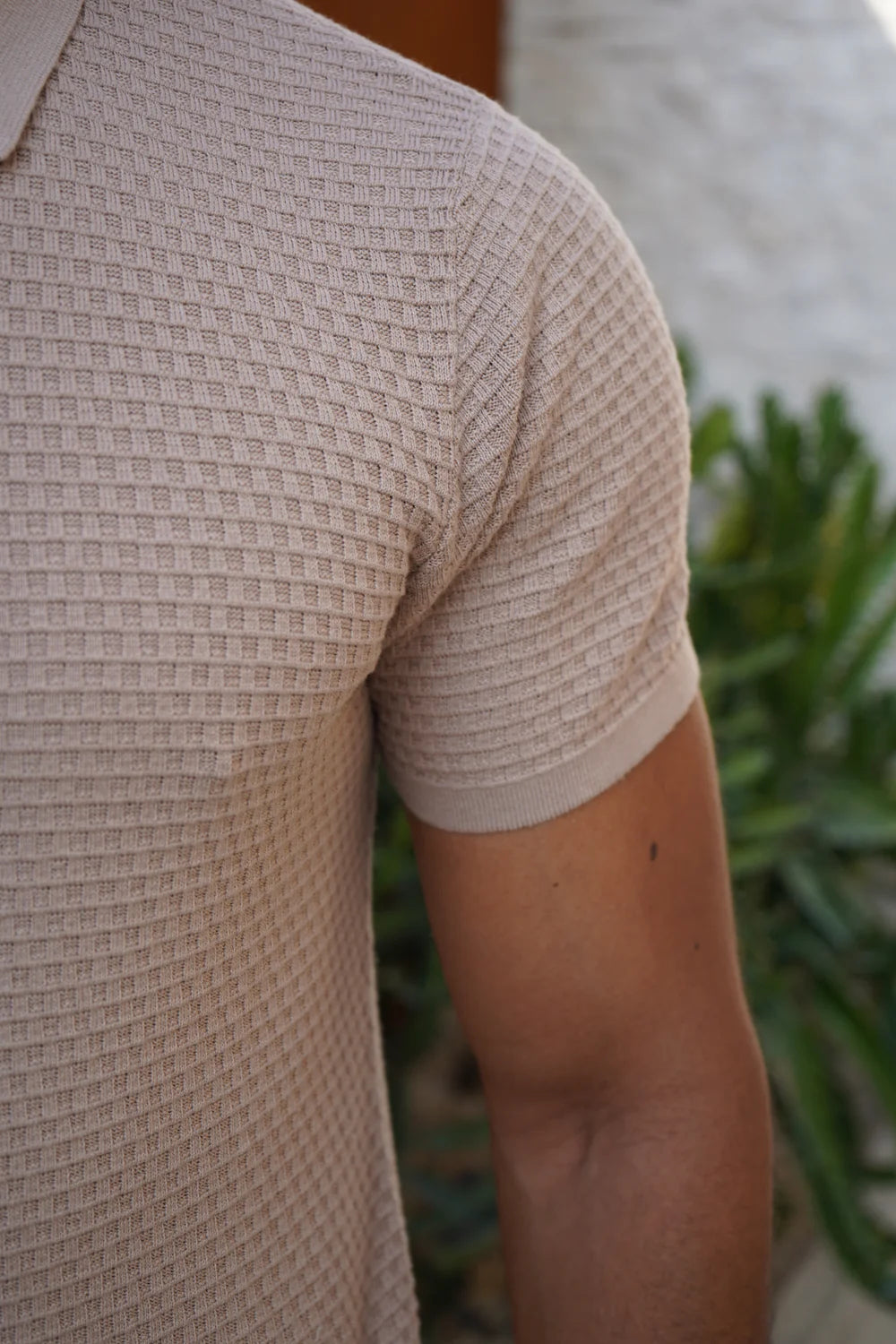 Capo Micro Square Zip Polo Shirt - Taupe