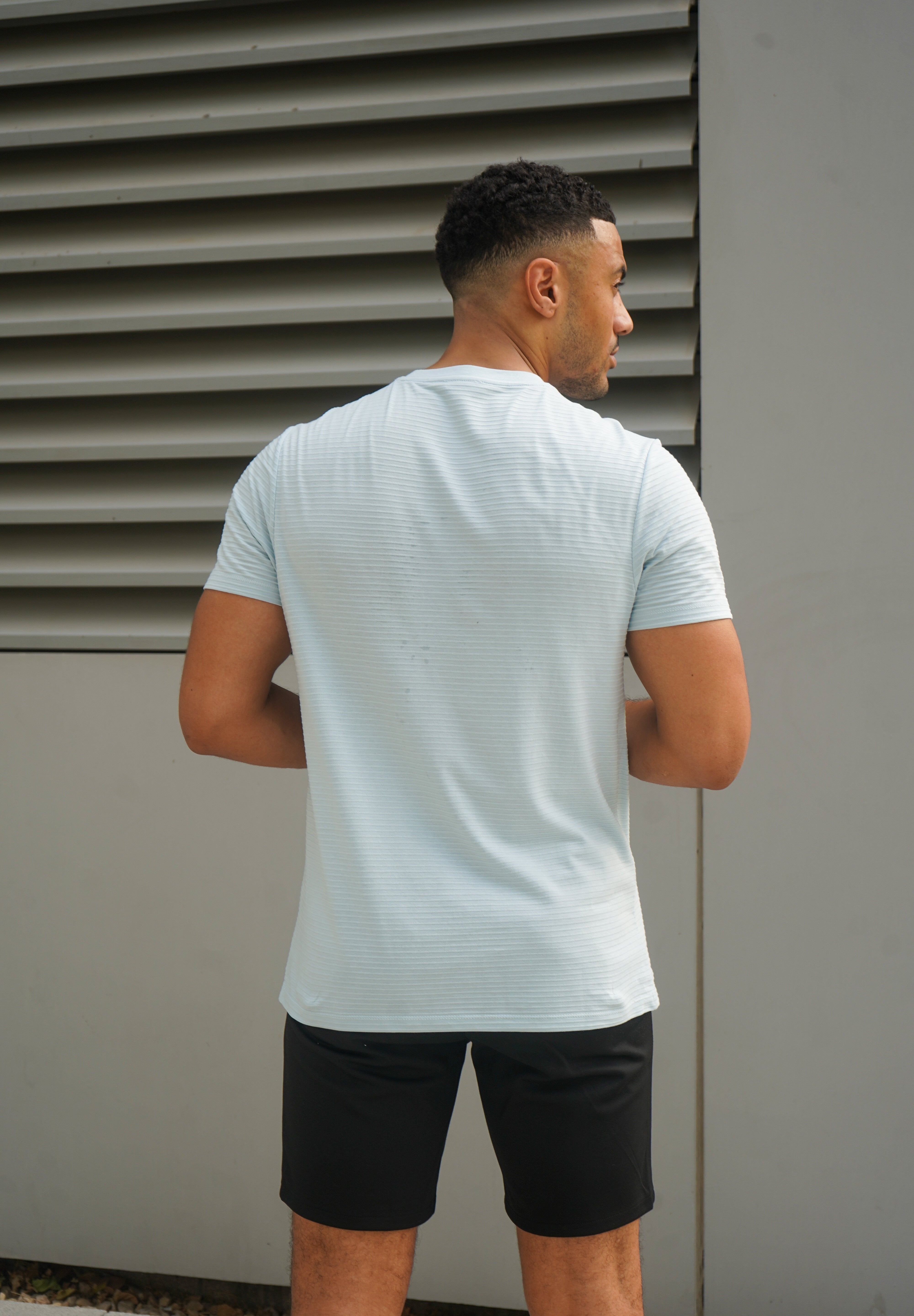 Capo Mercerised Ribbed T-Shirt - Light Blue