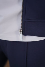 Capo Nick Zip Up Interlock Overshirt - Navy
