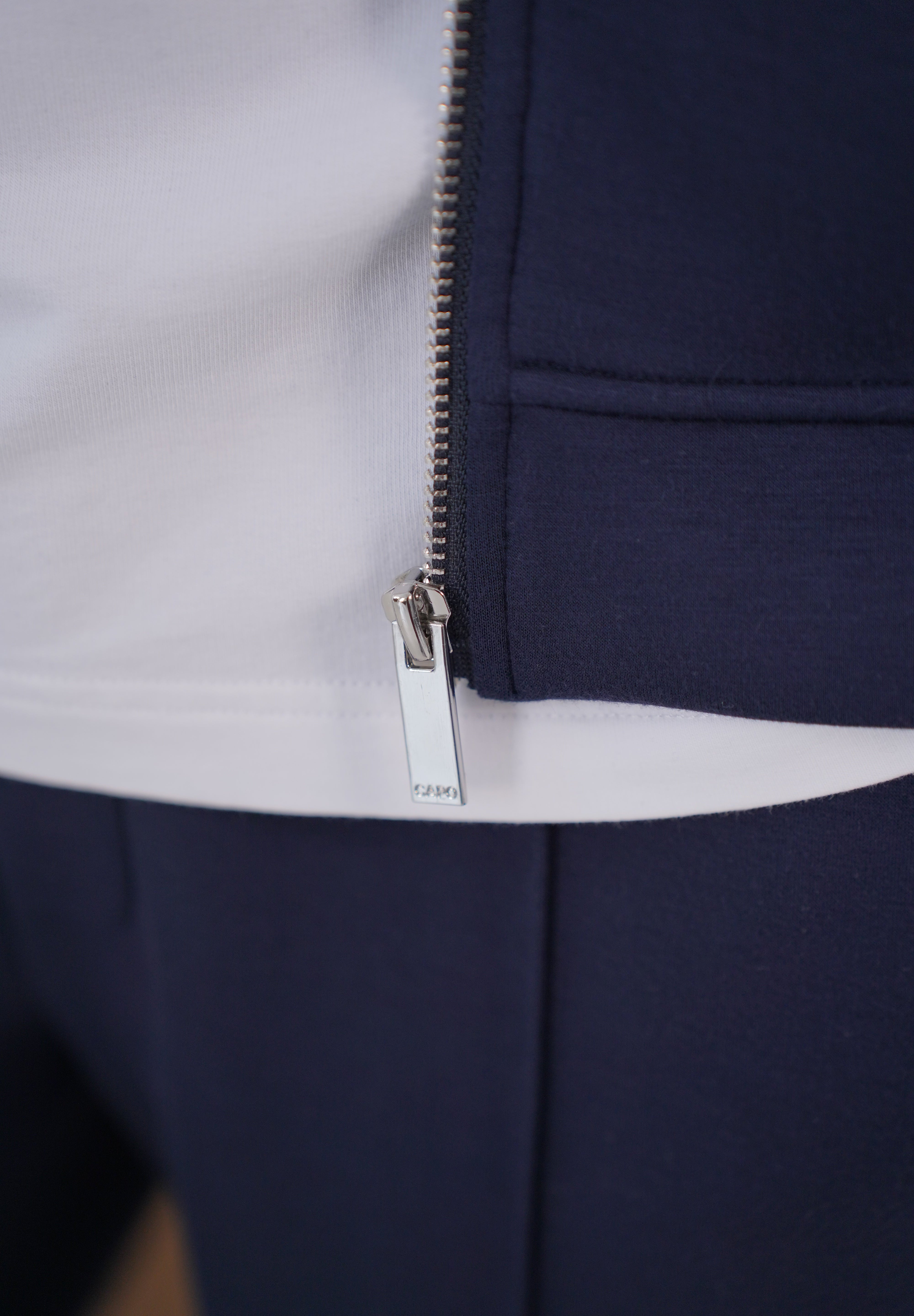 Capo Nick Zip Up Interlock Overshirt - Navy