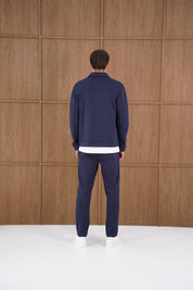 Capo Nick Zip Up Interlock Overshirt - Navy