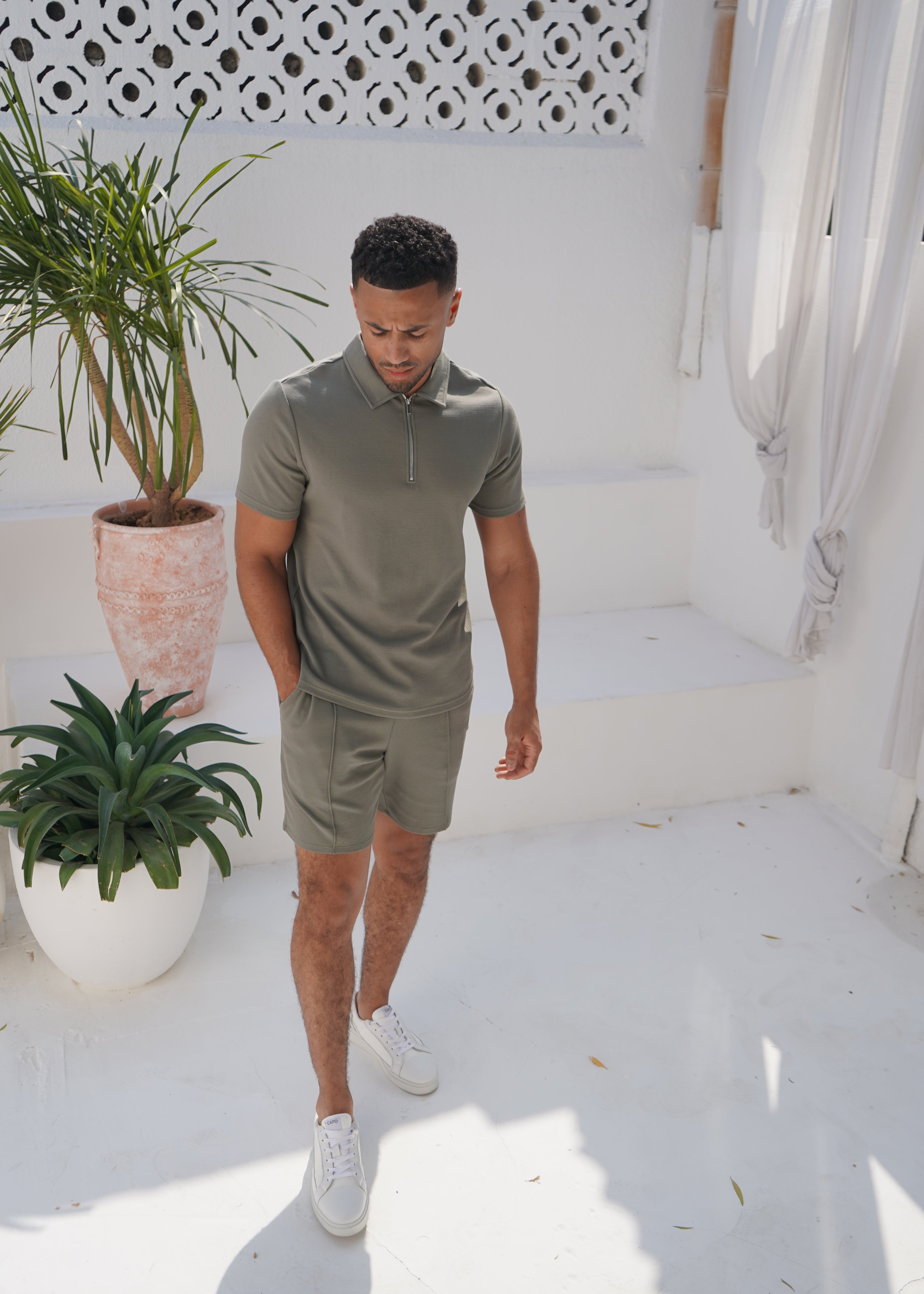 Capo Textured Shorts - Light Olive
