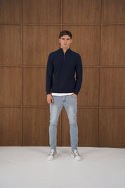 Capo TWIST Cotton 1/4 Zip Jumper - Navy