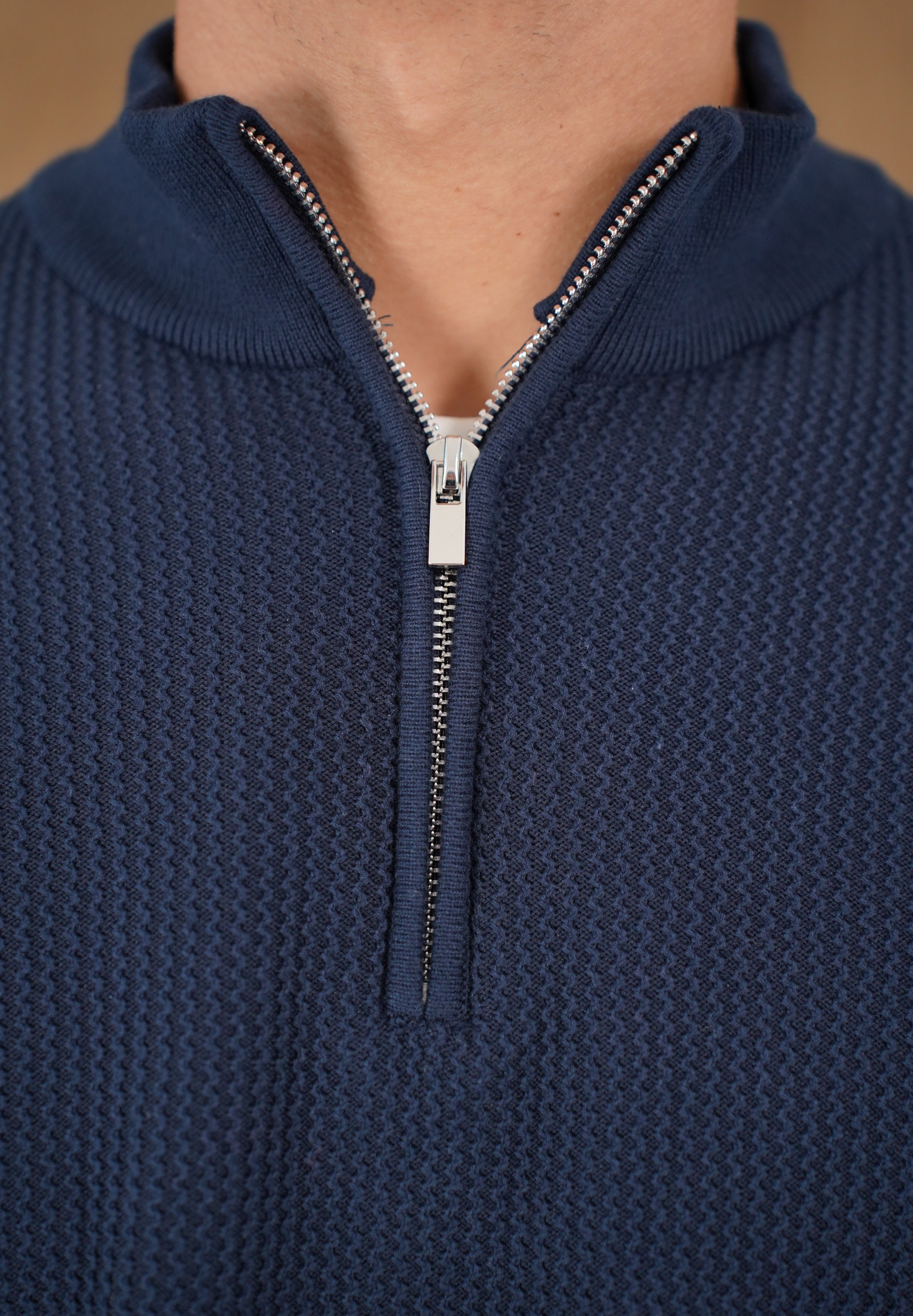 Capo TWIST Cotton 1/4 Zip Jumper - Navy