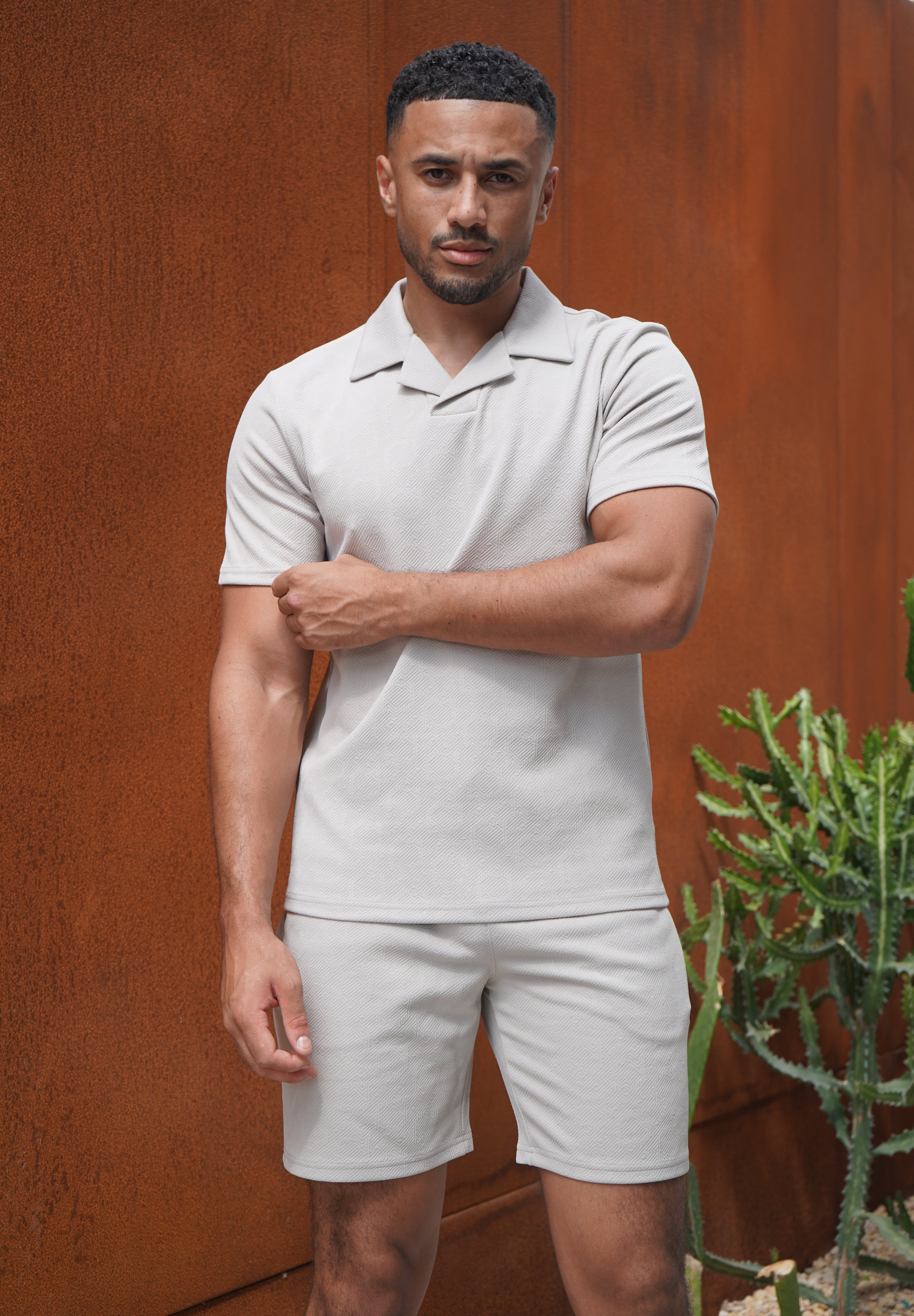 Capo Aztec Revere Polo Shirt - Stone