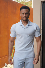 Capo Aztec Revere Polo Shirt - Light Blue