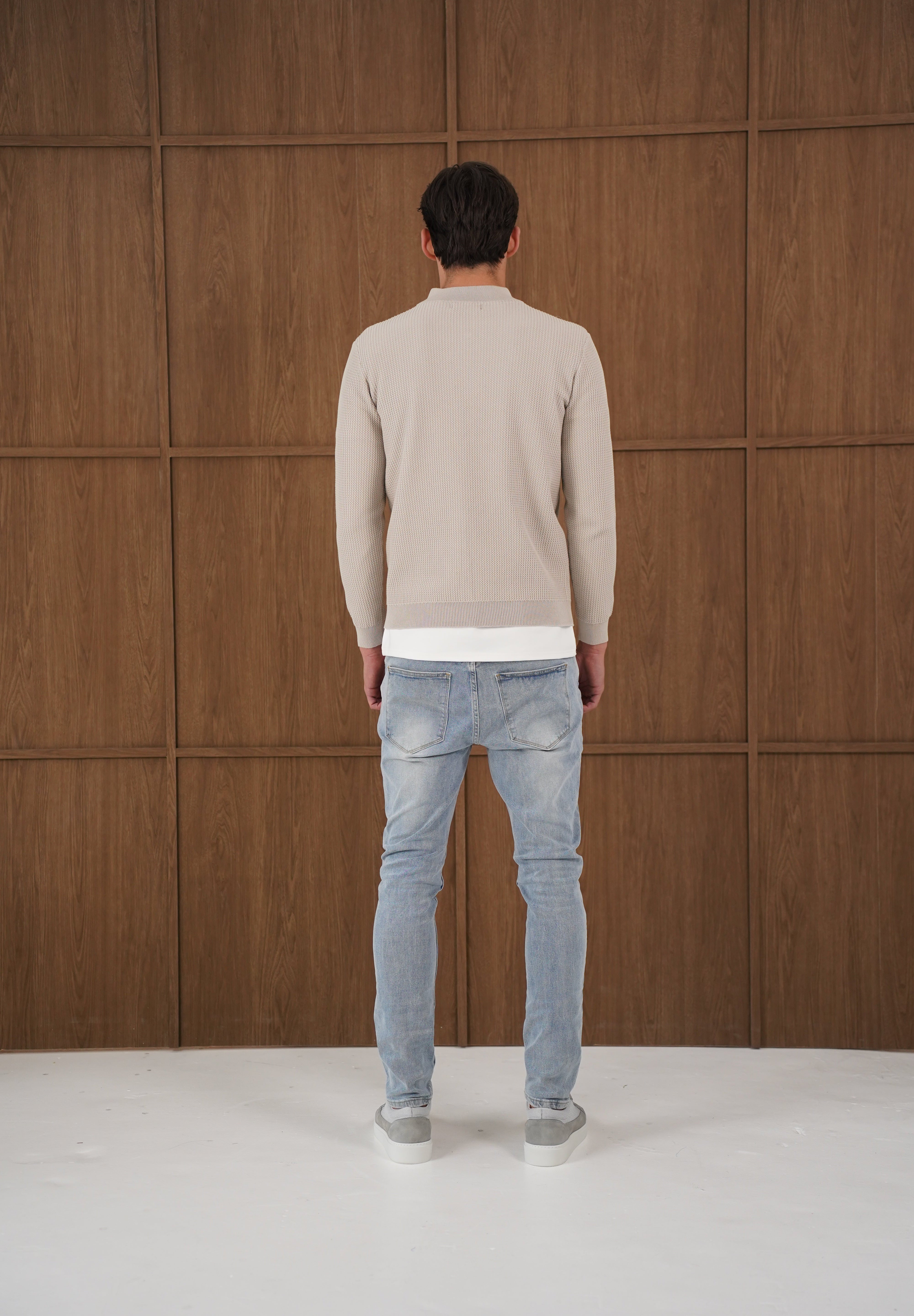 Capo TWIST Cotton 1/4 Zip Jumper - Stone