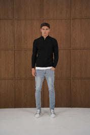 Capo TWIST Cotton 1/4 Zip Jumper - Black