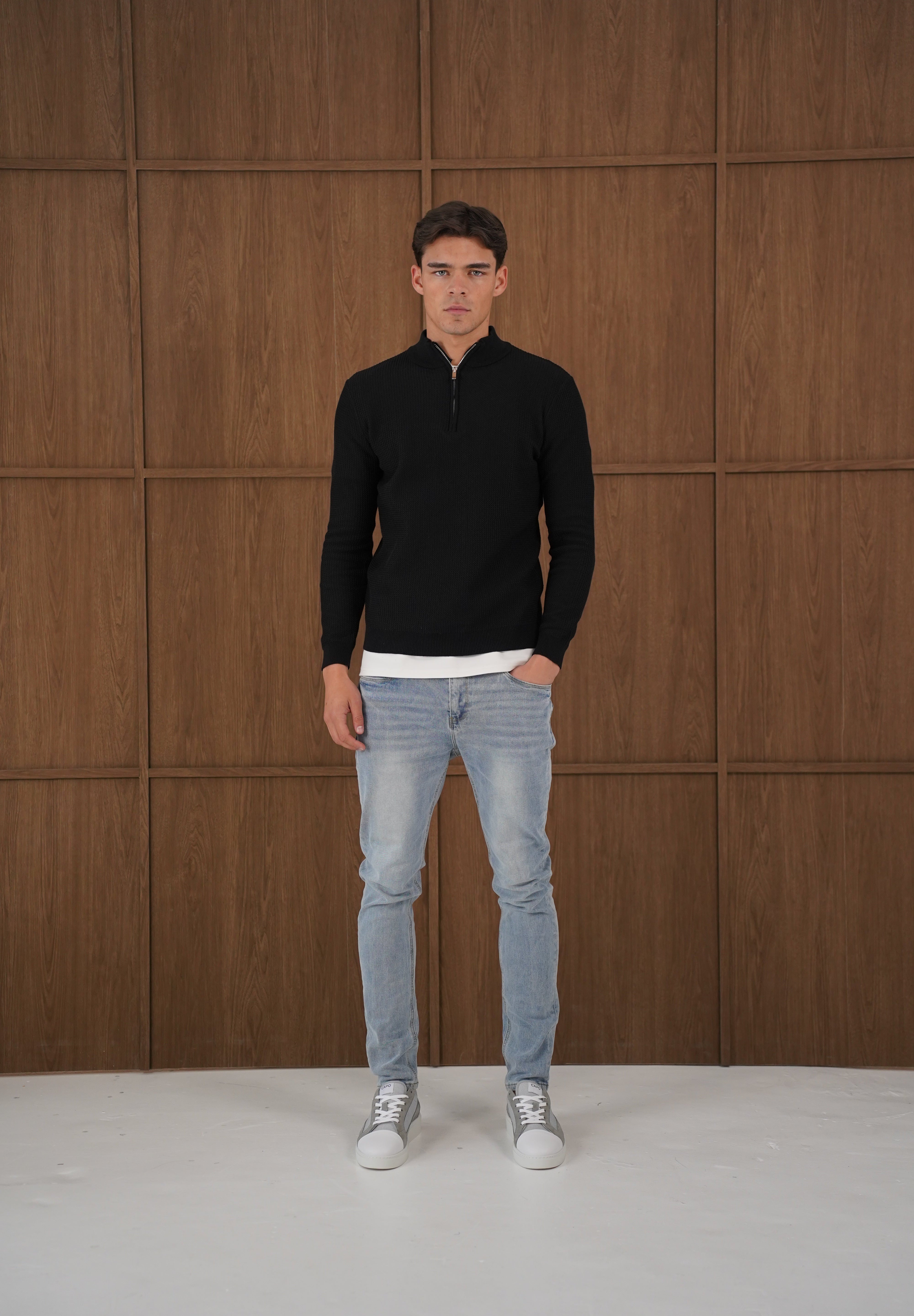 Capo TWIST Cotton 1/4 Zip Jumper - Black
