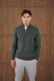 Capo Egyptian Cotton 1/4 Zip Top - Moss Green