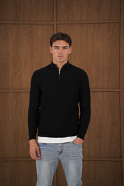 Capo TWIST Cotton 1/4 Zip Jumper - Black
