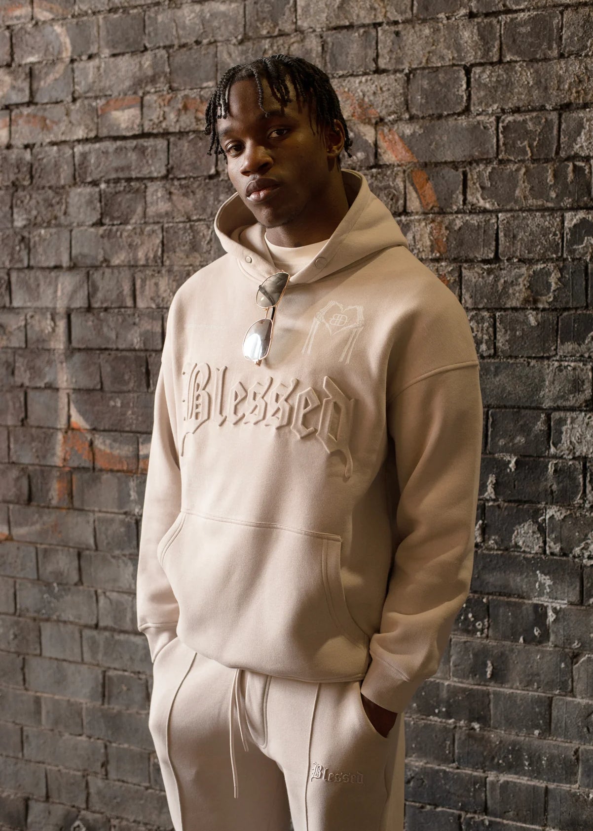 Blessed embossed signature boxy hoody