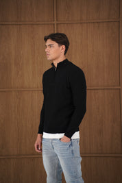 Capo TWIST Cotton 1/4 Zip Jumper - Black