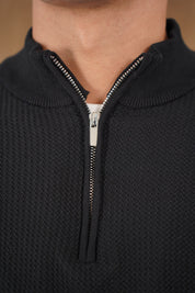 Capo TWIST Cotton 1/4 Zip Jumper - Black