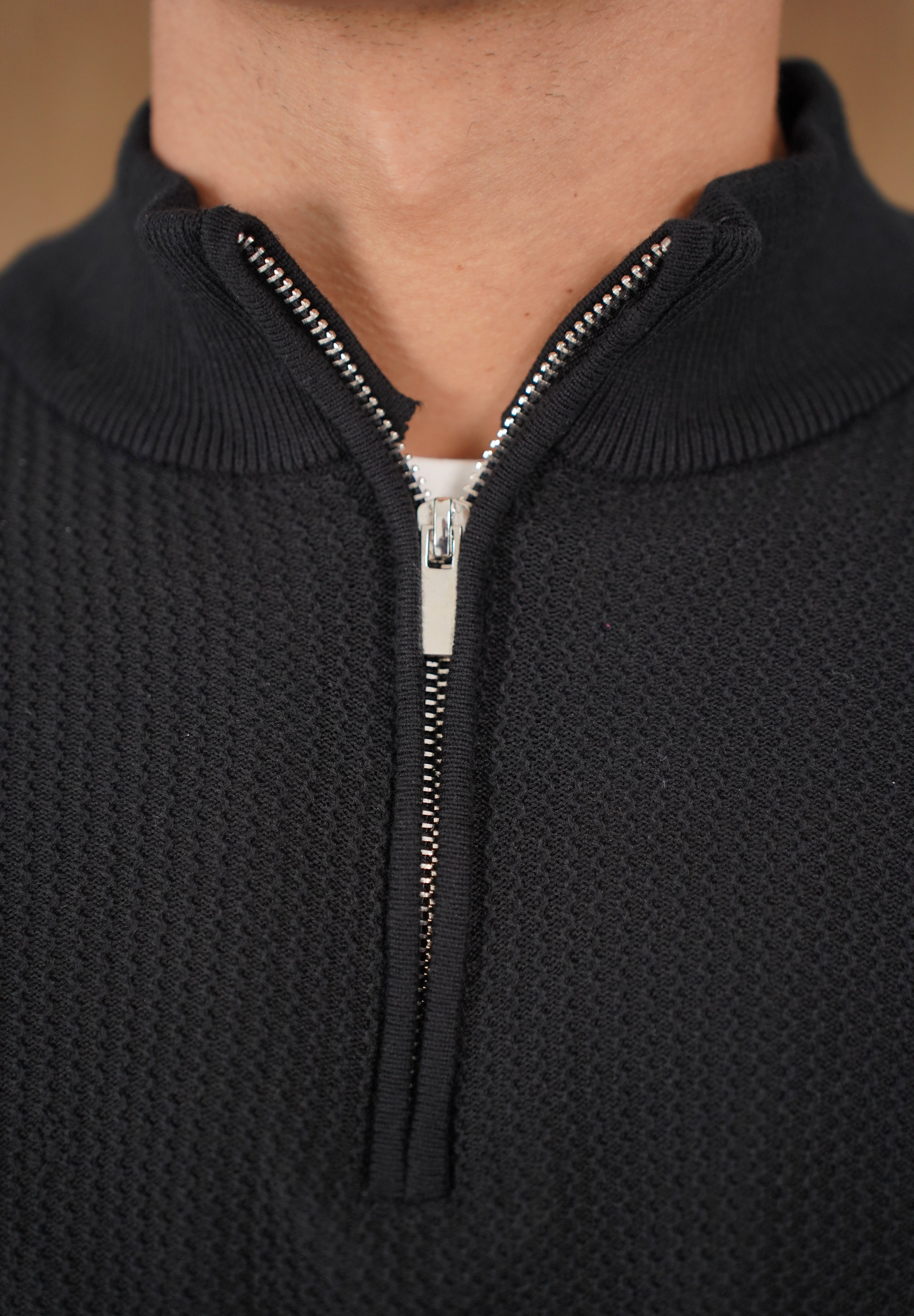 Capo TWIST Cotton 1/4 Zip Jumper - Black