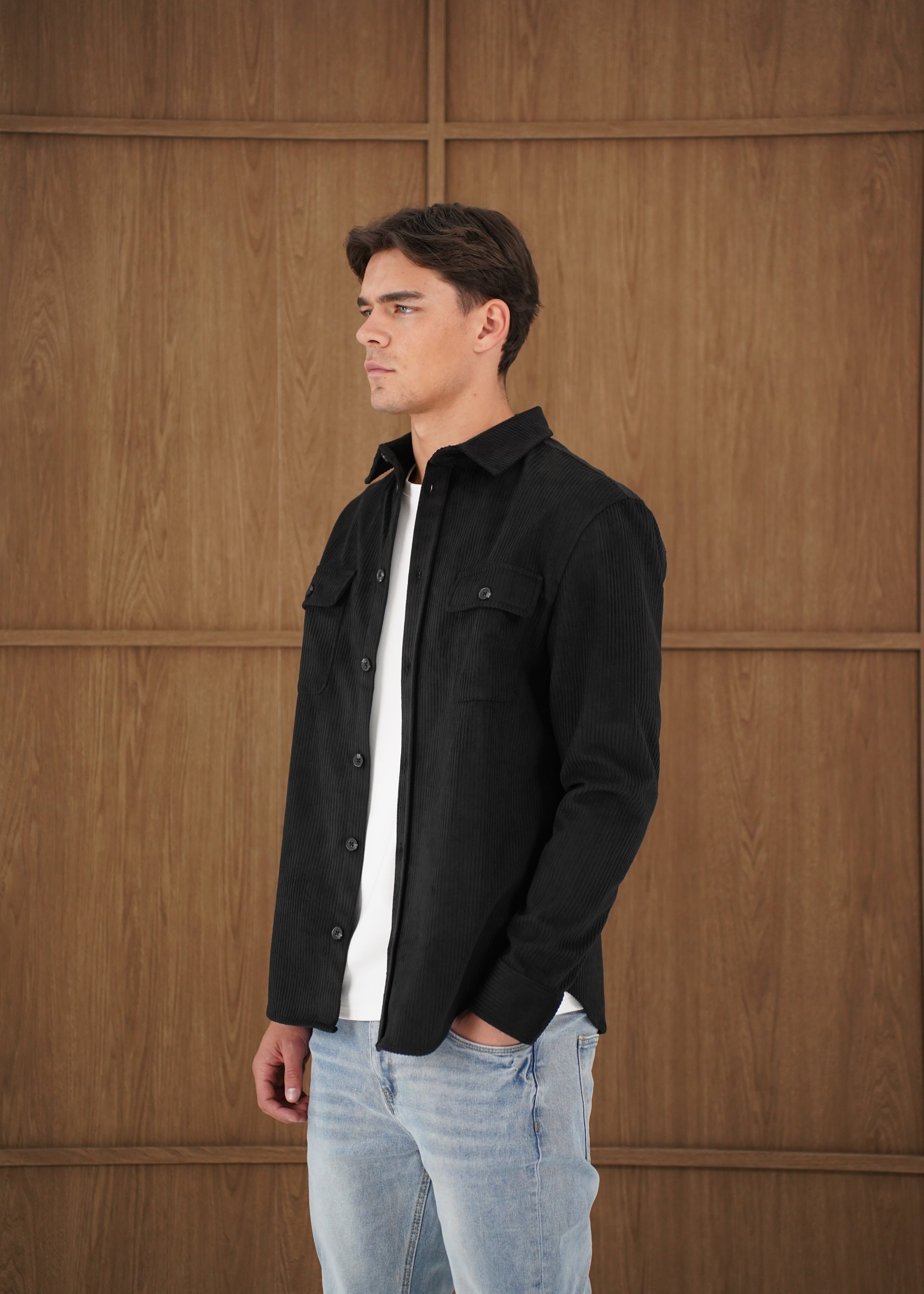 Capo Corduroy Overshirt - Black