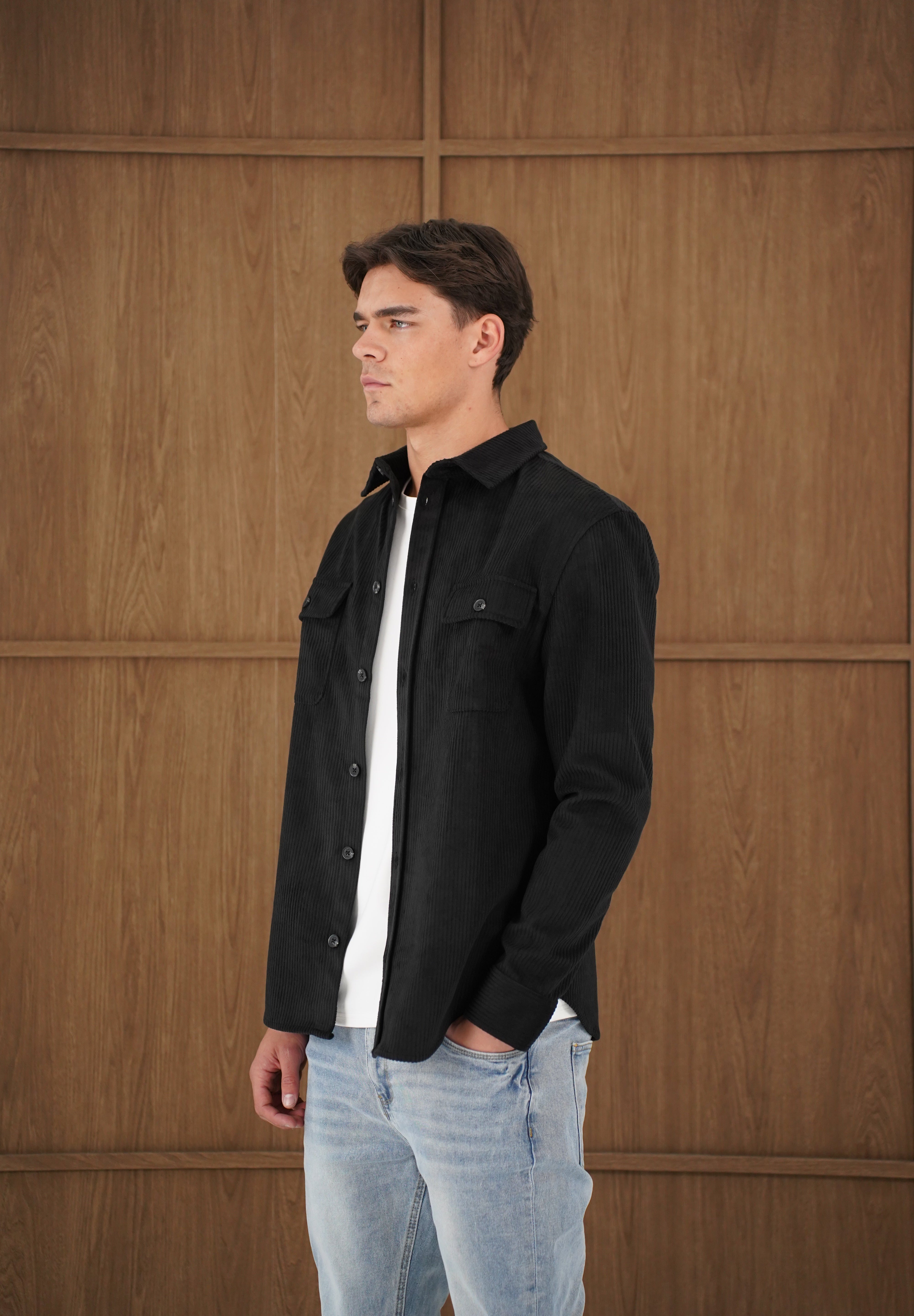 Capo Corduroy Overshirt - Black
