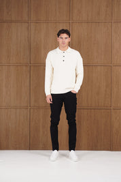 Capo Button LS Polo Shirt - Cream